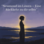 Silhouette einer Frau vor einem mystischen Neumond Abendhimmel